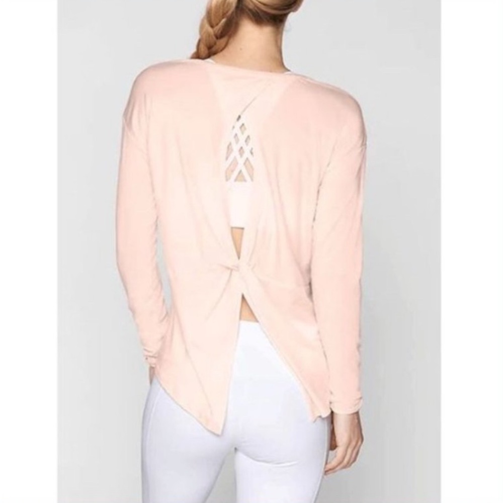 Athleta Blush Pink Essence Twist Back Long Sleeve Crew Neck Athletic Workout Top